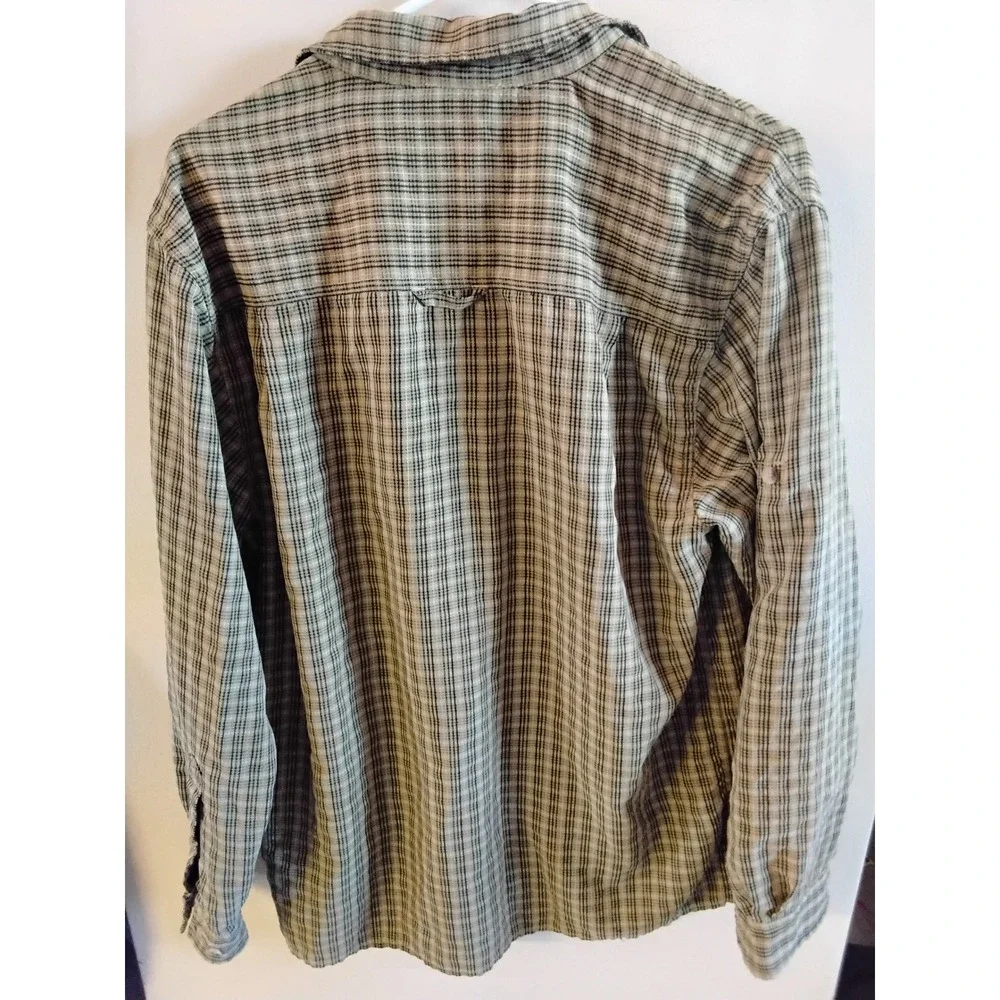 The North Face Mens Plaid Hiking Shirt Green Long Sleeve Mesh Back Size Medium